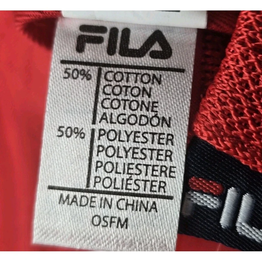 New FILA Men's Red Cap Embroidered Logo Snapback Trucker Style Mesh Hat